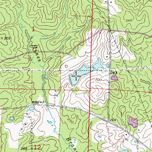 Topographic Map of Harris Lake Dam, AR