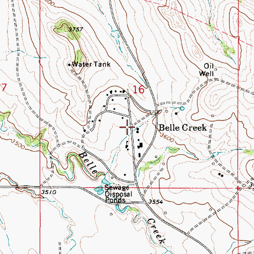 Topographic Map of Belle Creek, MT