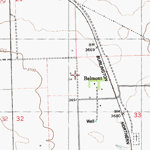 Topographic Map of Belmont, MT