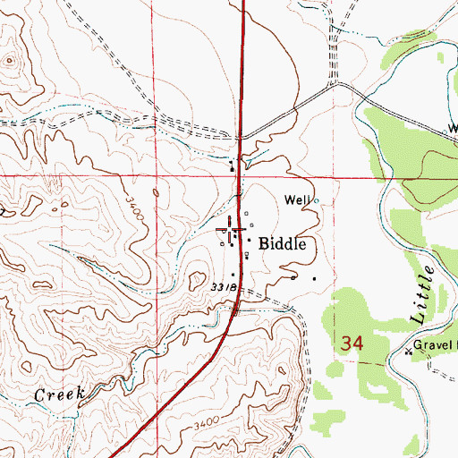 Topographic Map of Biddle, MT