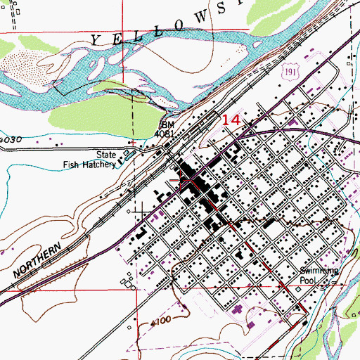 Topographic Map of Big Timber, MT