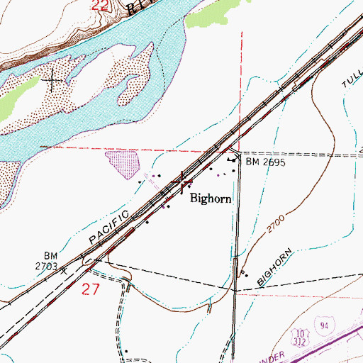 Topographic Map of Bighorn, MT