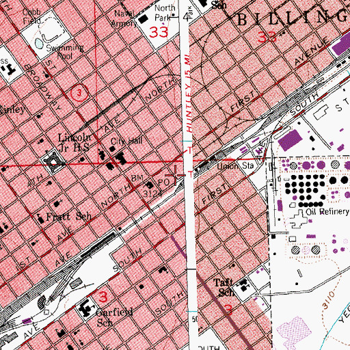 Topographic Map of Billings, MT