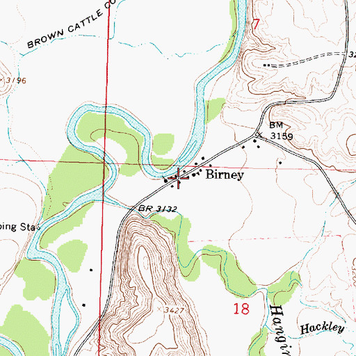 Topographic Map of Birney, MT