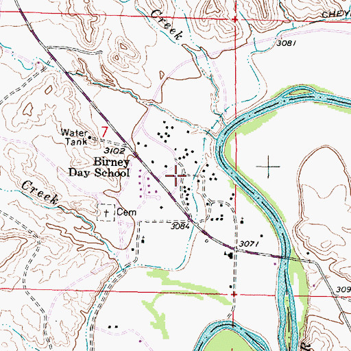 Topographic Map of Birney Day School, MT