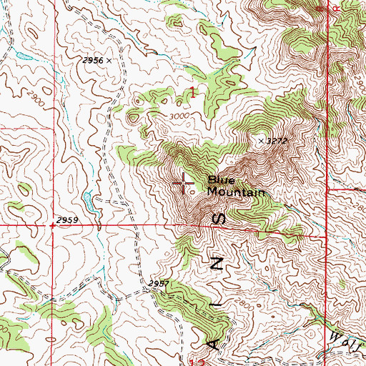 Topographic Map of Blue Mountain, MT