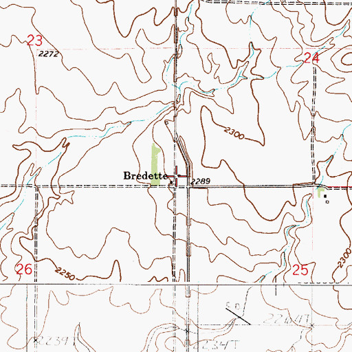Topographic Map of Bredette, MT