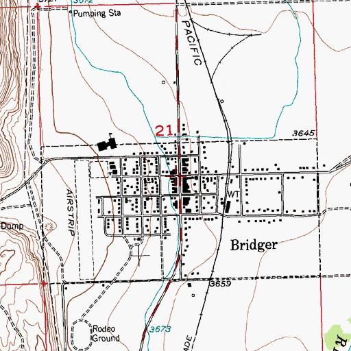 Topographic Map of Bridger, MT