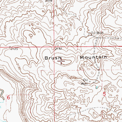 Topographic Map of Brush Mountain, MT