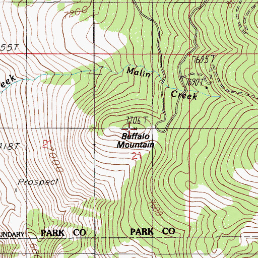 Topographic Map of Buffalo Mountain, MT