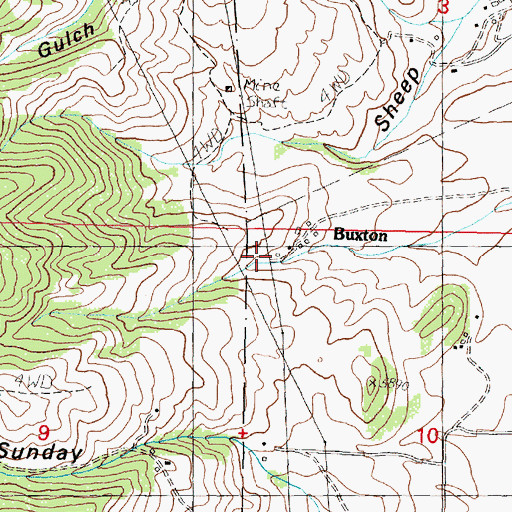 Topographic Map of Buxton, MT
