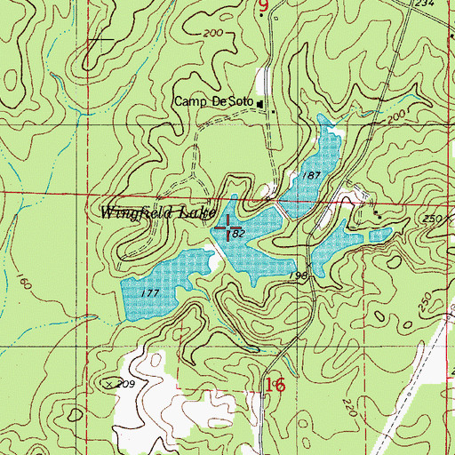 Topographic Map of Lake Wingfield Number Three, AR