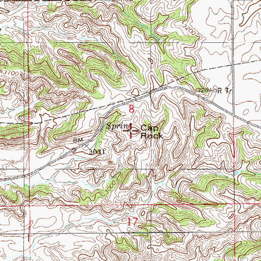 Topographic Map of Cap Rock, MT