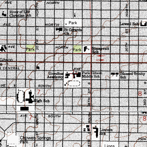 Topographic Map of Paris Gibson Middle School, MT