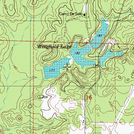 Topographic Map of Lake Wingfield Number Two Dam, AR