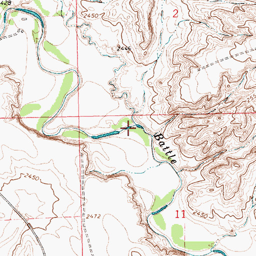 Topographic Map of Dry Fork Battle Creek, MT