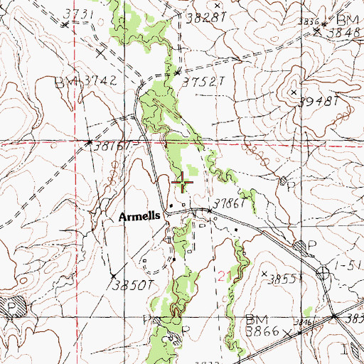 Topographic Map of East Fork Armells Creek, MT