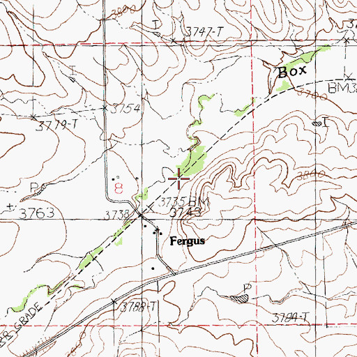 Topographic Map of East Fork Box Elder Creek, MT