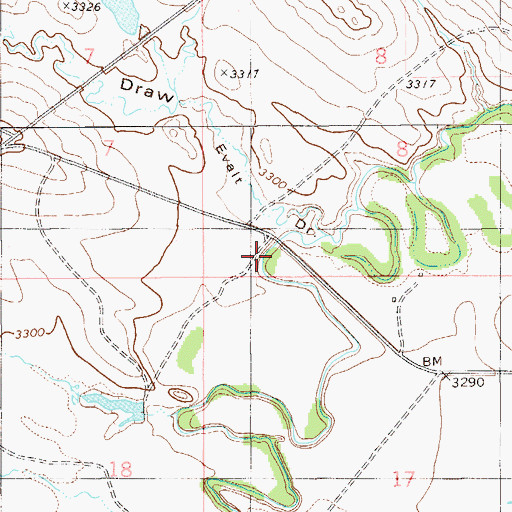Topographic Map of Ewalt Draw, MT