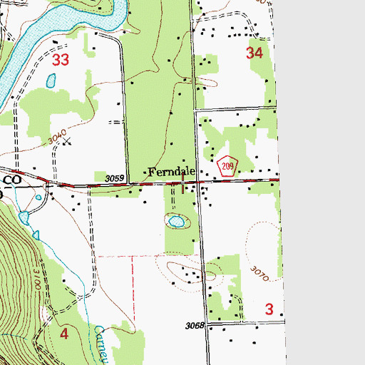 Topographic Map of Ferndale, MT