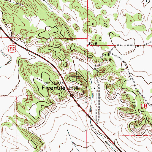 Topographic Map of Fivemile Hill, MT