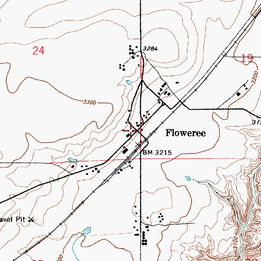 Topographic Map of Floweree, MT