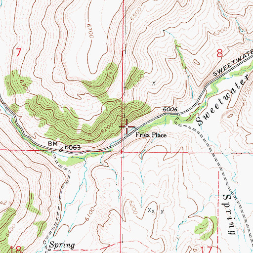Topographic Map of Fries Place, MT