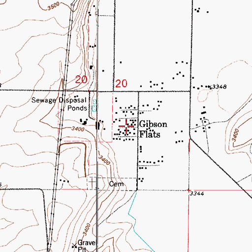 Topographic Map of Gibson Flats, MT