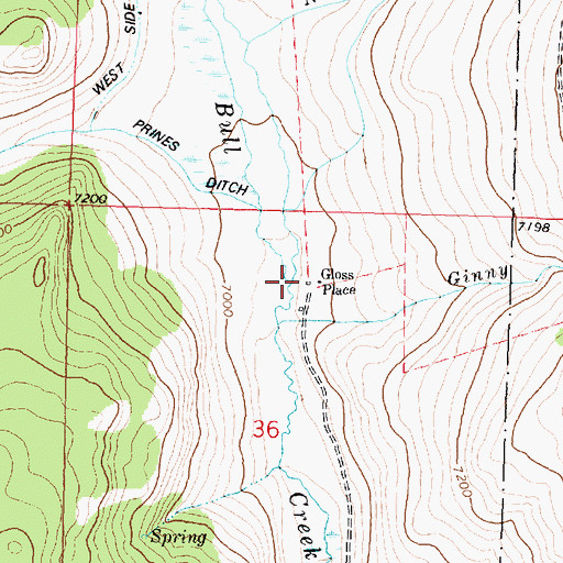 Topographic Map of Gloss Place, MT