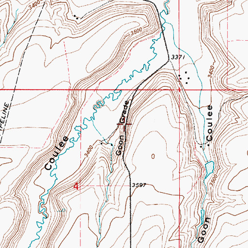 Topographic Map of Goon Grade, MT