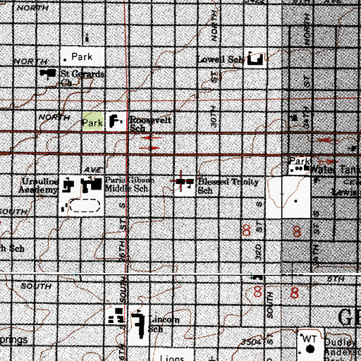 Topographic Map of Holy Spirit Catholic School, MT