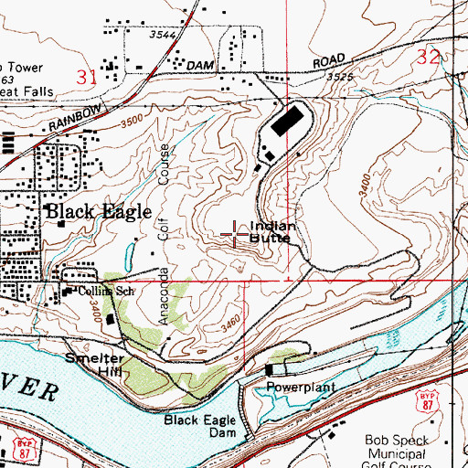 Topographic Map of Indian Butte, MT