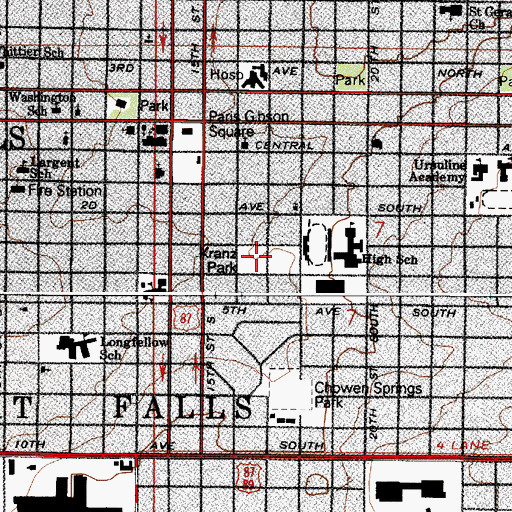 Topographic Map of Kranz Park, MT