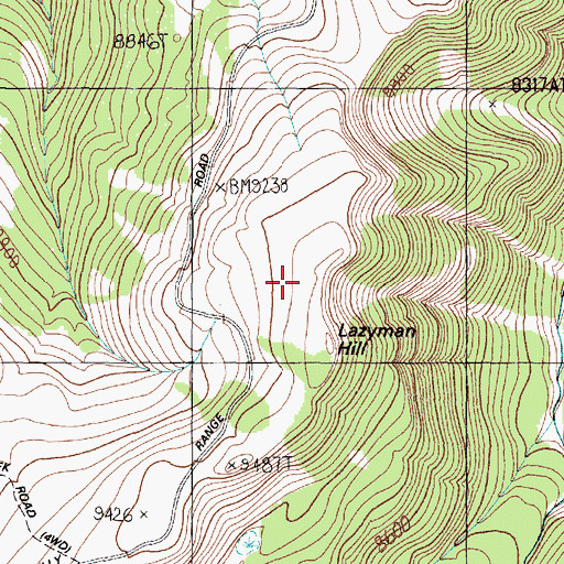 Topographic Map of Lazyman Hill, MT