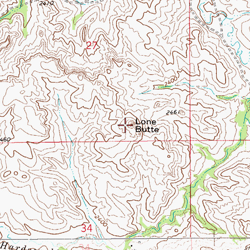 Topographic Map of Lone Butte, MT