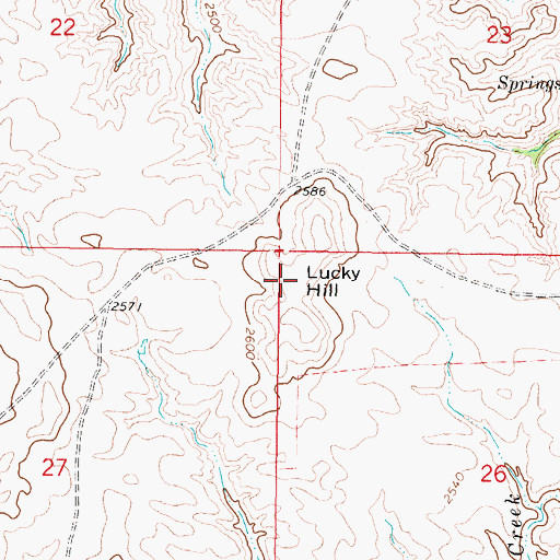 Topographic Map of Lucky Hill, MT