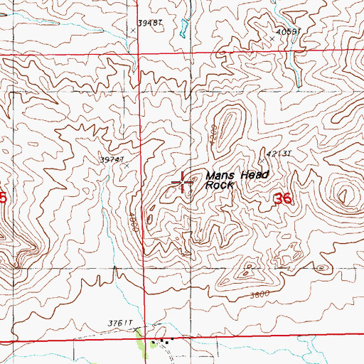 Topographic Map of Mans Head Rock, MT