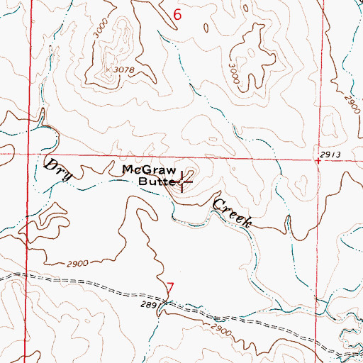 Topographic Map of McGraw Butte, MT