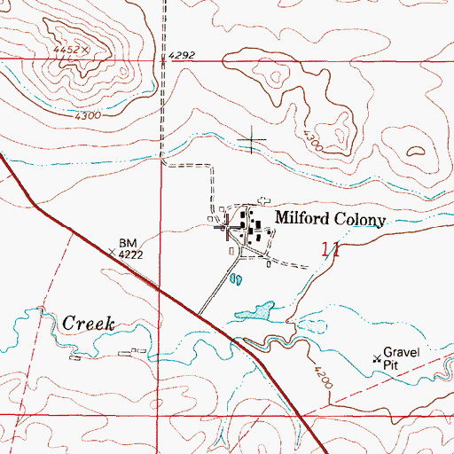 Topographic Map of Milford Colony, MT