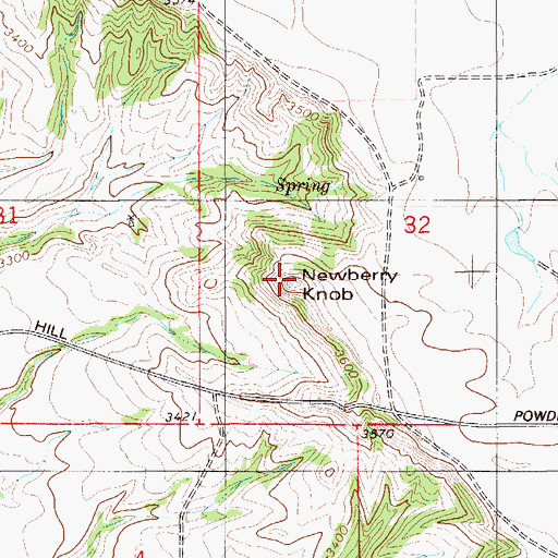 Topographic Map of Newberry Knob, MT