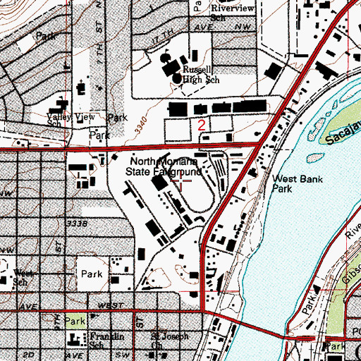 Topographic Map of North Montana State Fairground, MT