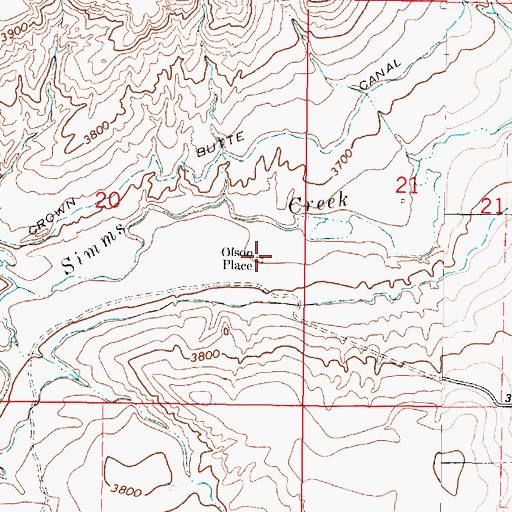 Topographic Map of Olson Place, MT