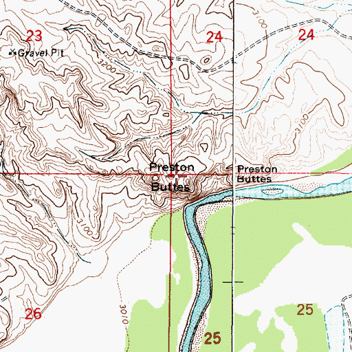 Topographic Map of Preston Buttes, MT