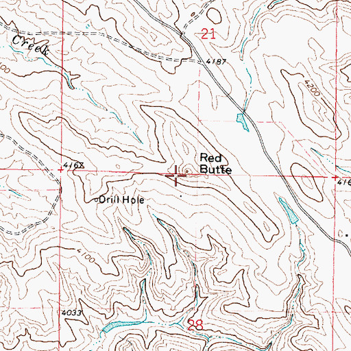 Topographic Map of Red Butte, MT