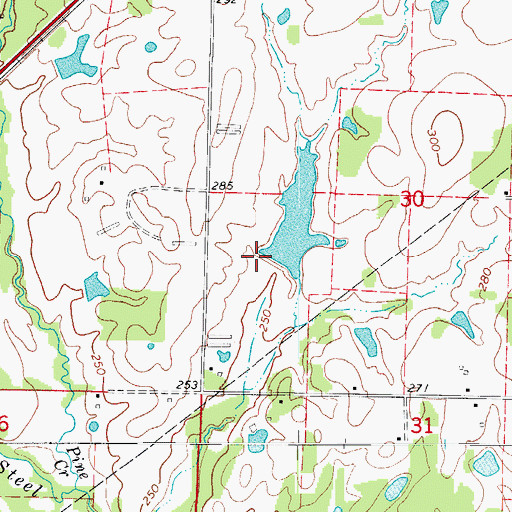 Topographic Map of Bee Bee Lake Dam, AR