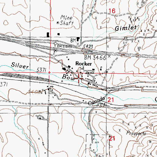 Topographic Map of Rocker, MT