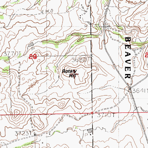 Topographic Map of Rotary Hill, MT