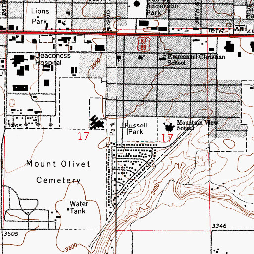Topographic Map of Charles Russell Park, MT