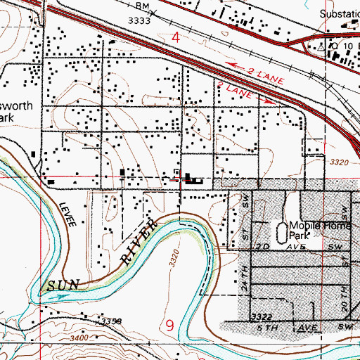 Topographic Map of Russell School (historical), MT
