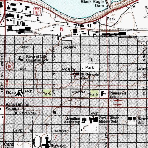 Topographic Map of Saint Gerards Church, MT